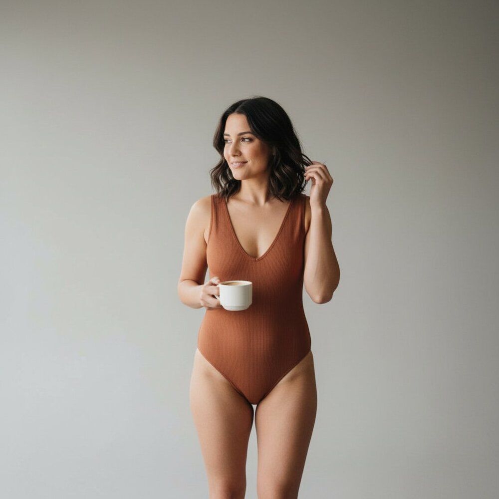 Anthropologie- V Neck Bodysuit-Rich Brown-Soft & Seamless-Size S, M, L -NWT